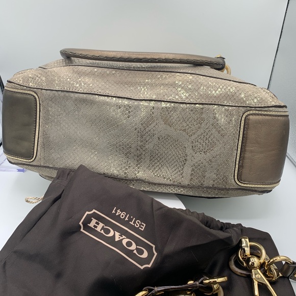 Coach Peyton Rose Gold Metallic Python Print with Gold and Tortoise Hardware - Picture 14 of 14